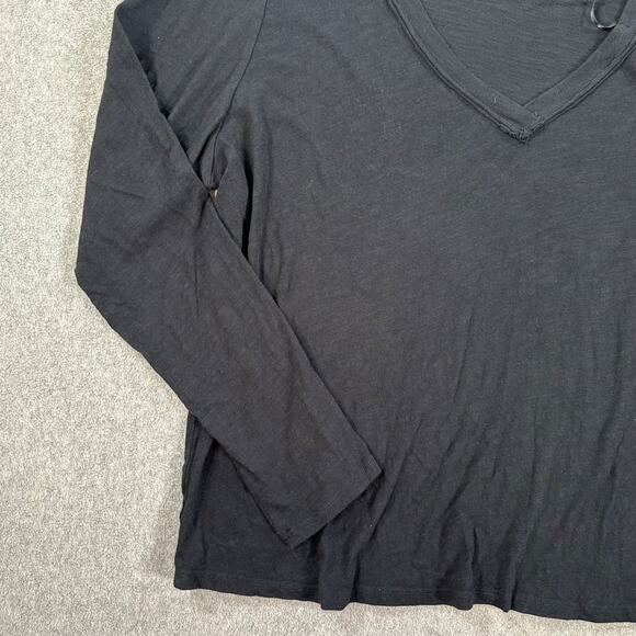 Oak & Trellis Long Sleeve V-Neck Top Womens 2X Black Pullover Minimalist Neutral - Picture 3 of 7